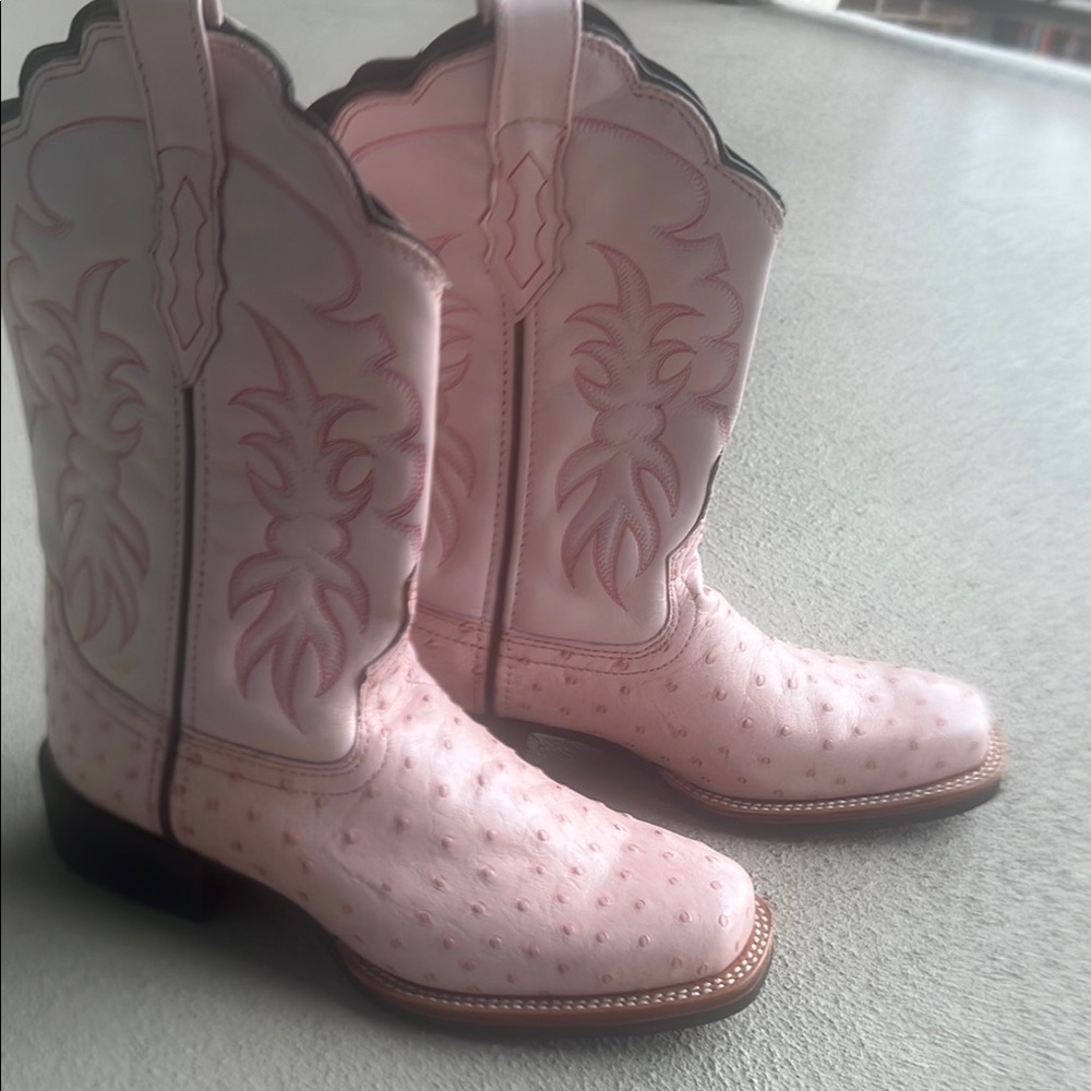 Double H Pink Western Boots with Textured Leather